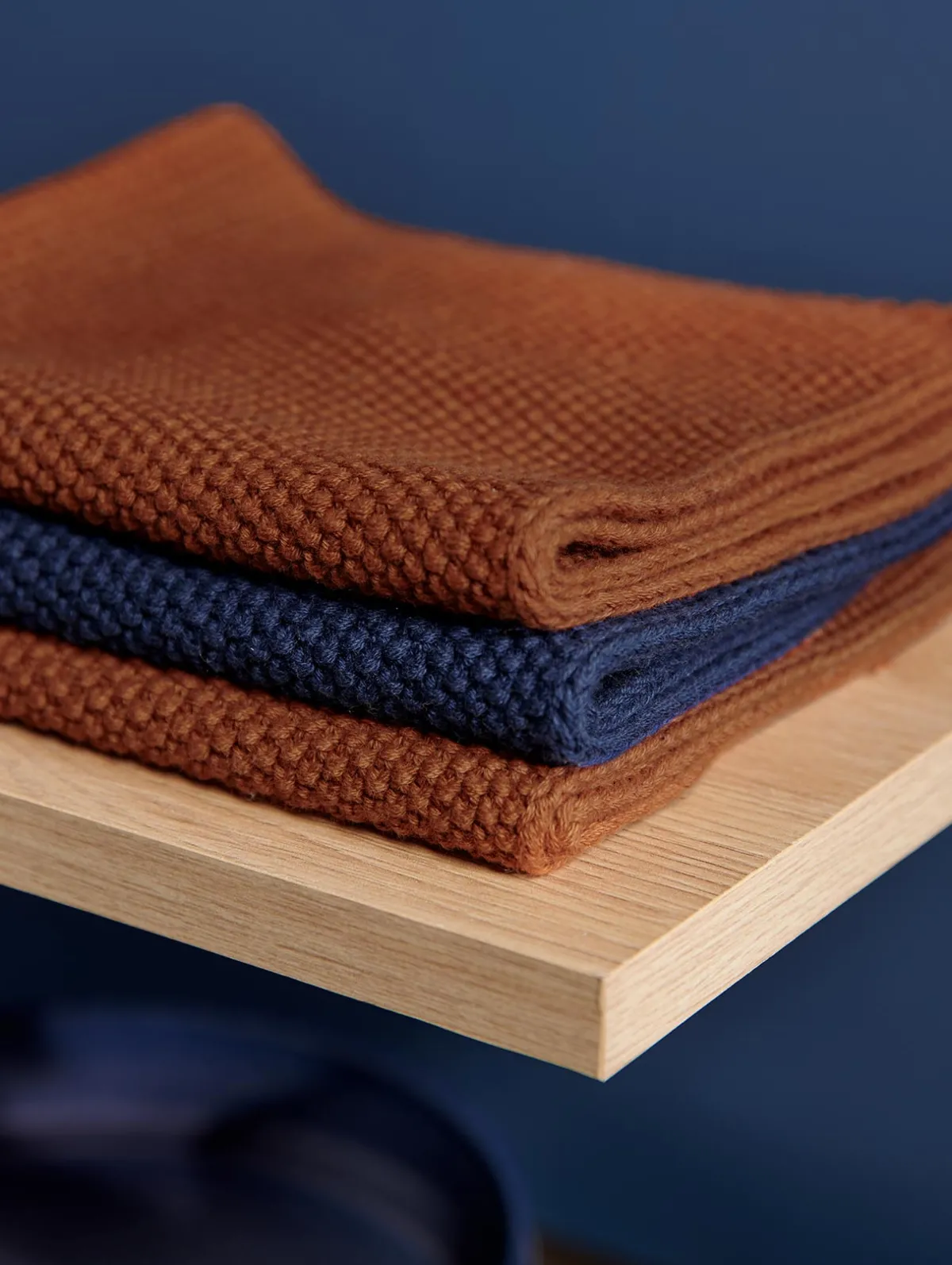 Hot ASA Selection 2er set baumwolltuch gestrickt,deep blue