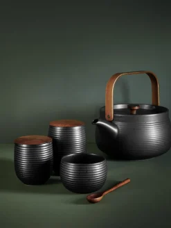 Online ASA Selection teekanne mit Holzgriff, black